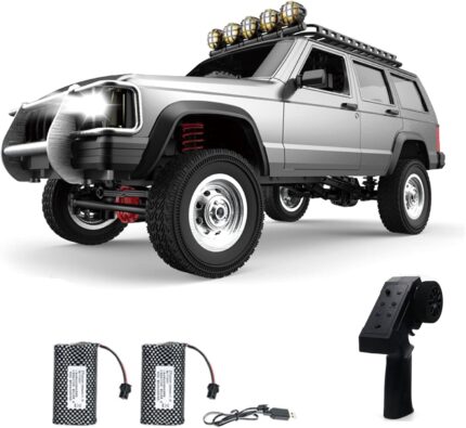 GoolRC RC Rock Crawler, 1:12 Scale Remote Control Car, 2.4Ghz 4WD Off Road RC Truck, All Terrains Climbing Vehicle, RC Car Gifts for Adults, Include 2 Batteries (Silver)