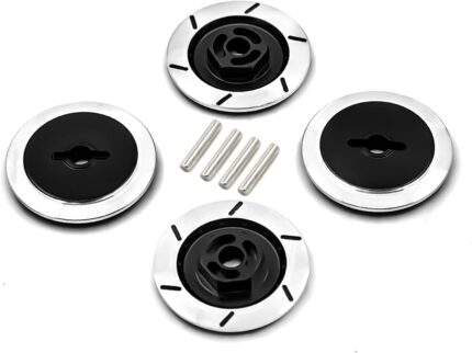 1/10 RC Aluminum 12mm Hex Drift Wheels Hub Rim Brake Disc Decoration Upgrade Parts For 1:10 On Road Rally Touring Racing Street Car Truck Tires Traxxas Tamiya HSP HPI Redcat 4PCS (Black)