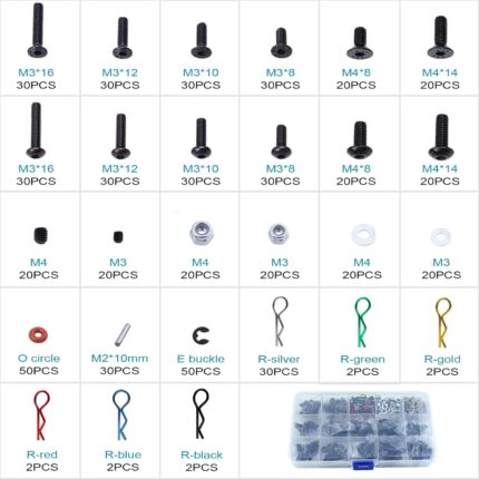 610PCS Universal RC Car Parts Screw Tools Kit Screws Assortment Set Hardware Fit for Traxxas Axial Redcat HPI Arrma SCX10 Losi 1/8 1/10 1/12 1/16 Scale RC Cars Trucks Crawler RC Upgrade Parts
