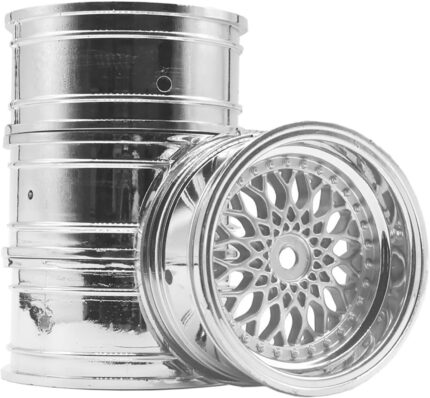 4PCS 52mm Diameter Plastic Plating Wheel Rims Hex 12mm for 1:10 RC On-Road Run-flating Drift Touring Racing Car 1.9inch Tires for HSP HPI TT01 TT02 Parts (Silver, Offset:3mm)