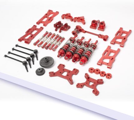 Metal Replacement Part Kit for WLtoys 1/14th, 1/12th RC Car Upgrades, Spare Aluminium Accessory Set with Screws (Red)