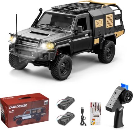 RC Crawler, 1:12 Scale MN82 New Upgrades MN-82S 4WD LC79 Land Cruiser Rock Crawler with Lights, Speed Adjustment, Upgraded Trunk 2.4GHz RTR RC Rock Truck for Teens Adults-DIY Customization