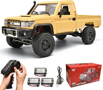 RC Rock Crawler 1/12 RC Crawler Off Road RC Truck 4x4 with 2.4GHz Remote Control 280 Brushed Motor All Terrain Rremote Control Truck RTR Proportional Throttle Steering MN-82（Yellow）